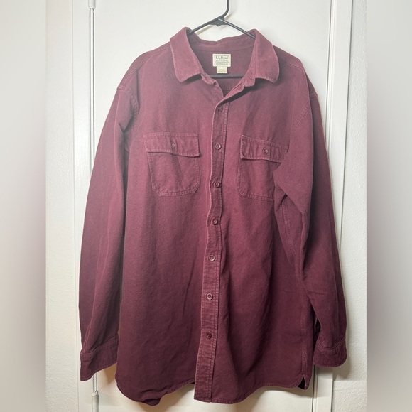 L.L. Bean Maroon 100% Cotton Traditional Fit Button Front Flannel Size XXL-Tall - Picture 15 of 15